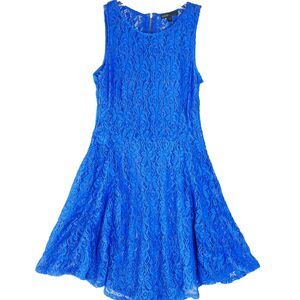 Bebop Womens  Size S Love Poem Crochet Lace Royal Blue Knee Length